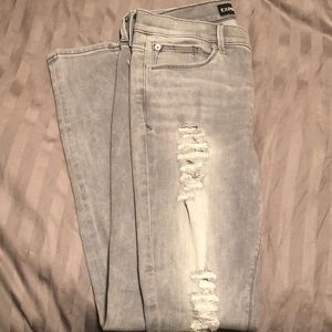 Express gray distressed jean